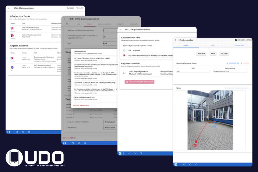 Screenshots der Software UDO von Netzkontor.